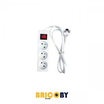 Bricoby.com - BLOC MULTIPRISE 3 PRISES 2P+T AVEC INTERRUPTEUR 3M STIEL