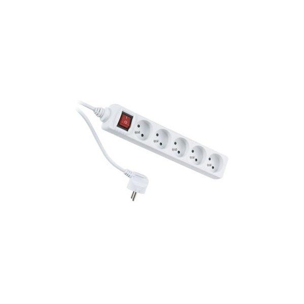 Bloc multiprise avec interrupteur 5 prises 2P+T et 2 prises USB 5V